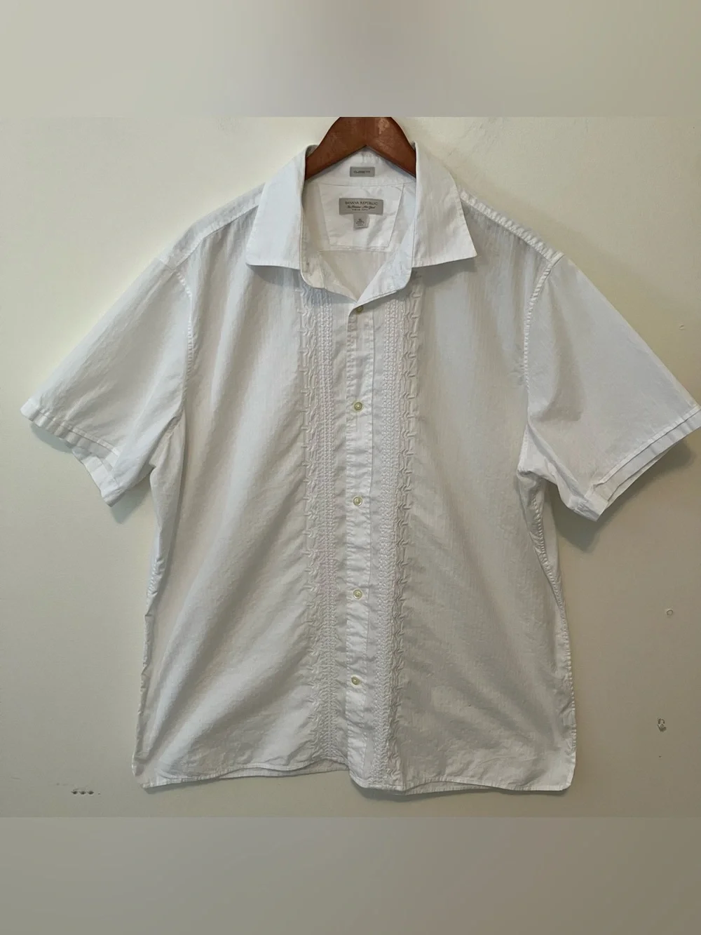 VTG Men's Banana Republic Relaxed Fit Embroidered Resort Shirt Sz. XL White Y2K
